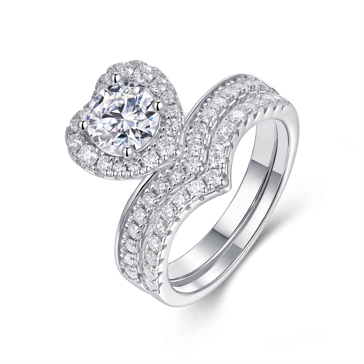 Cuoretta 1 Carat Moissanite Halo Ring in Sterling Silver