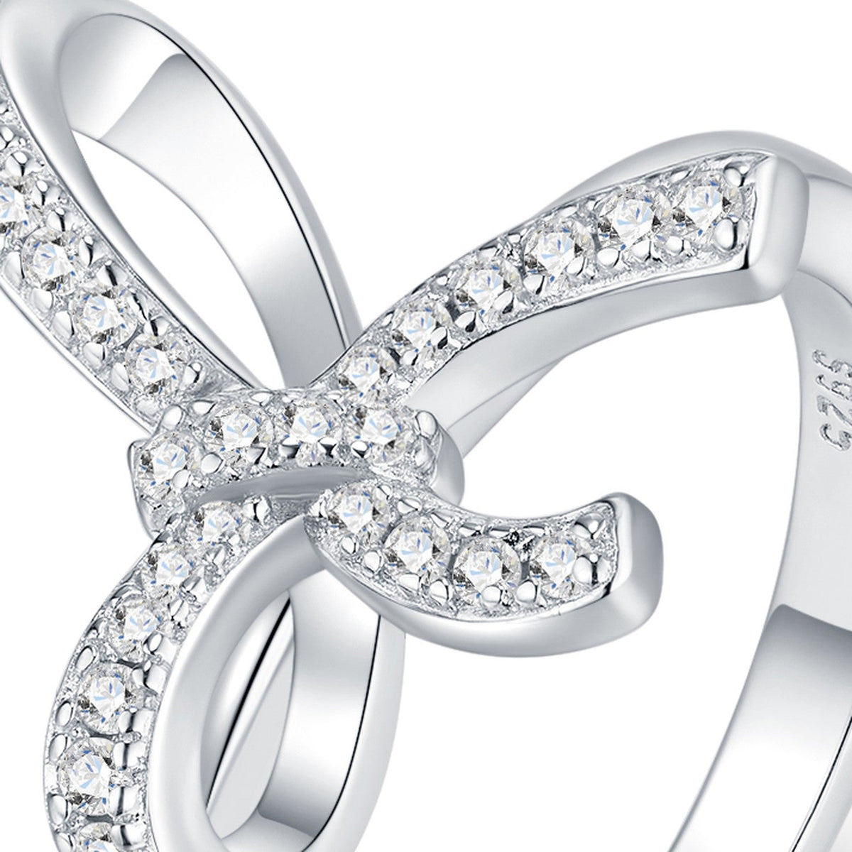 Bow Moissanite Bow Ring in Sterling Silver