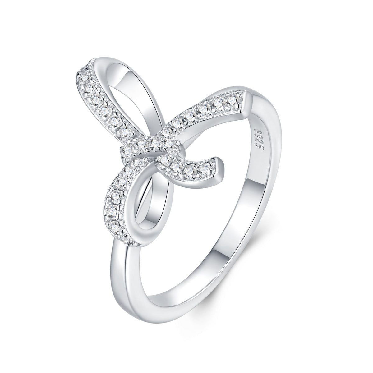 Bow Moissanite Bow Ring in Sterling Silver