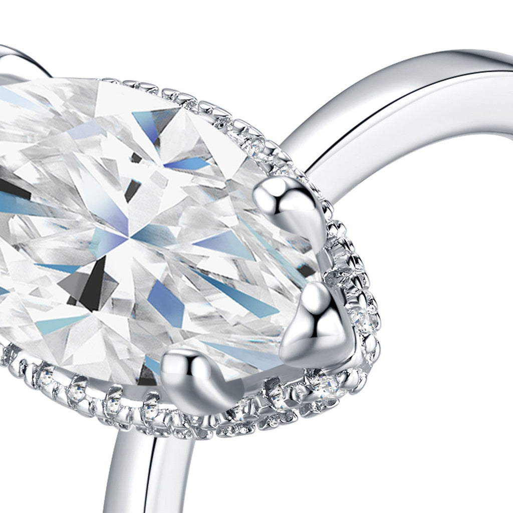 Occhio Marquise-Cut Moissanite Halo Ring in Sterling Silver