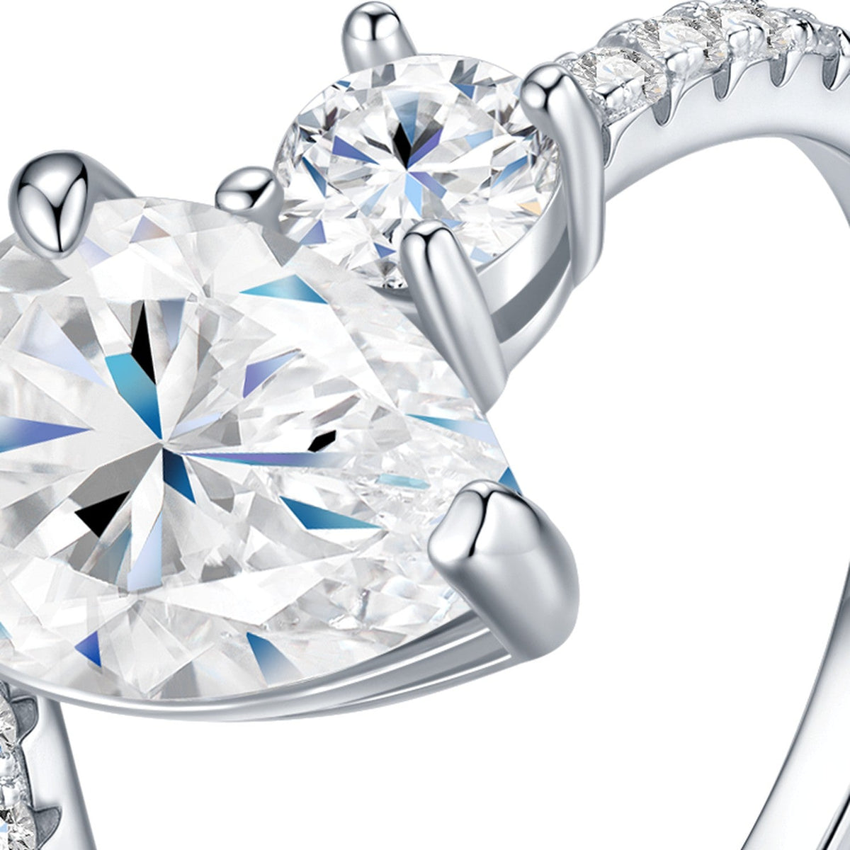Peardash Pear-Cut Moissanite Solitaire Ring in Sterling Silver