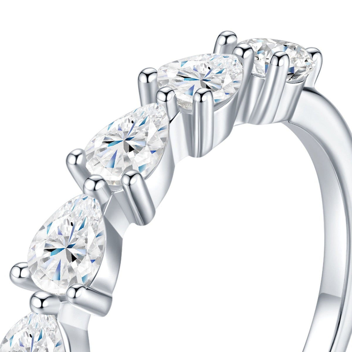 Coronetta Moissanite Band Ring in Sterling Silver