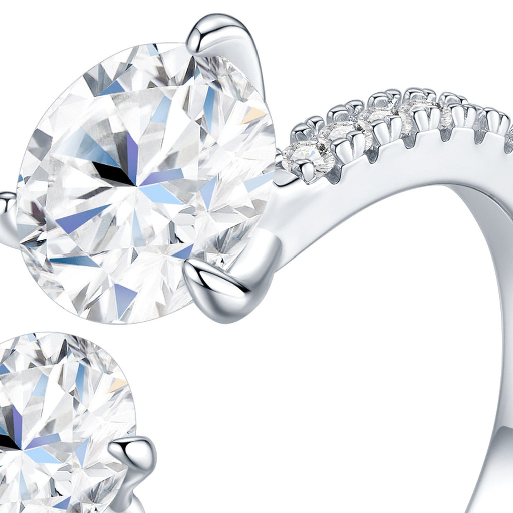 Gemella Moissanite Two-Stone Ring in Sterling Silver