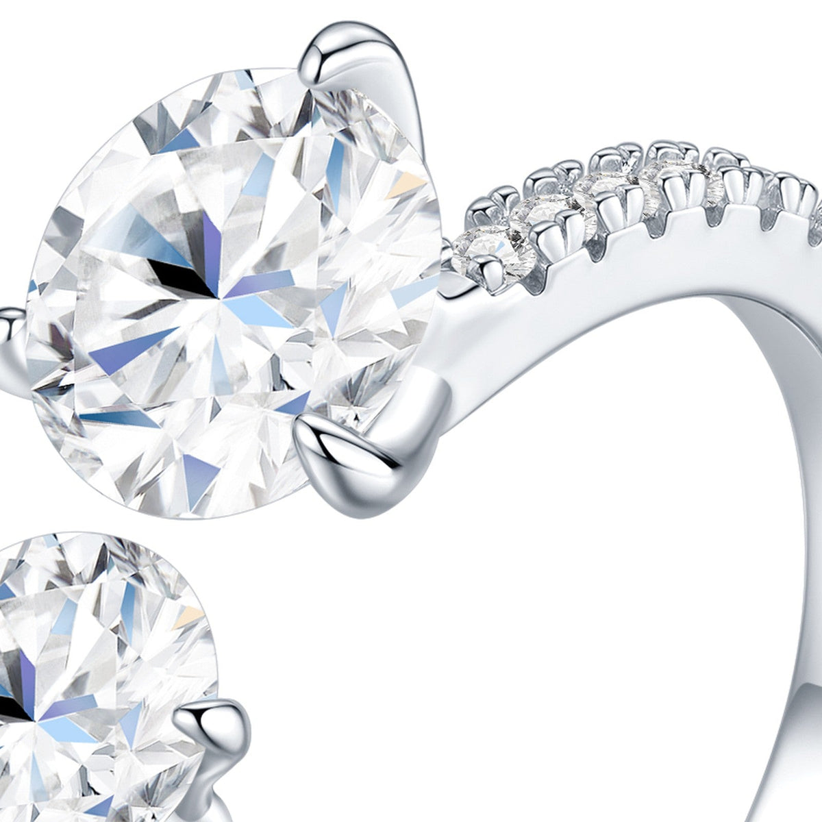 Gemella Moissanite Two-Stone Ring in Sterling Silver