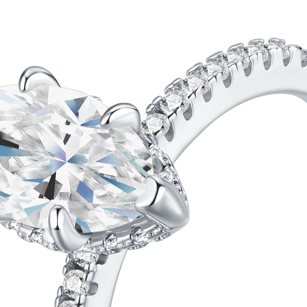 Navetta Marquise-Cut Moissanite Solitaire Ring in Sterling Silver