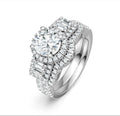 Rounddual Moissanite Bridal Set Ring in Sterling Silver