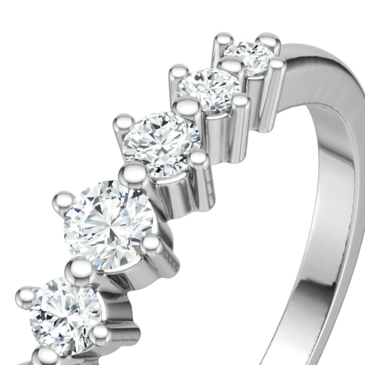Coroncina Moissanite Band Ring in Sterling Silver