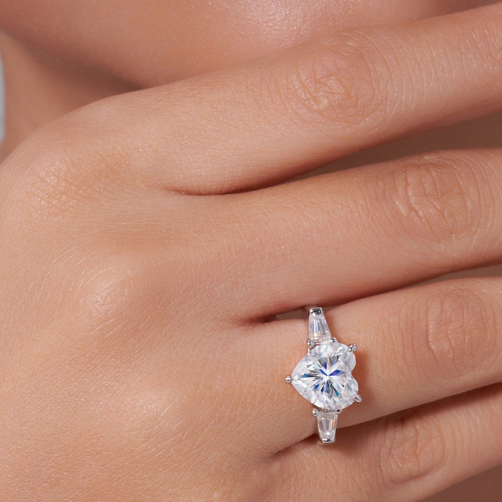 Cariad Heart-Cut Moissanite Solitaire Ring in Sterling Silver