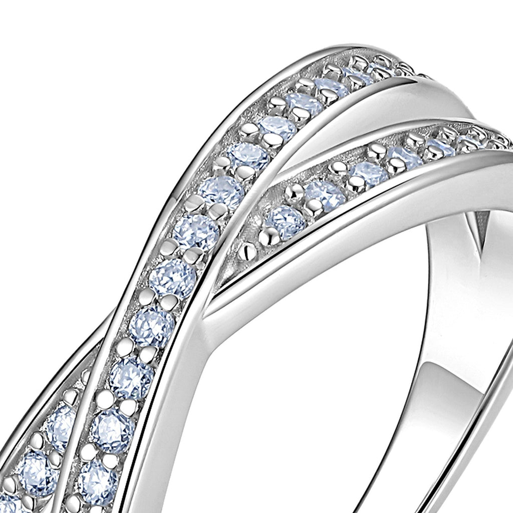 Cross Moissanite Band Ring in Sterling Silver