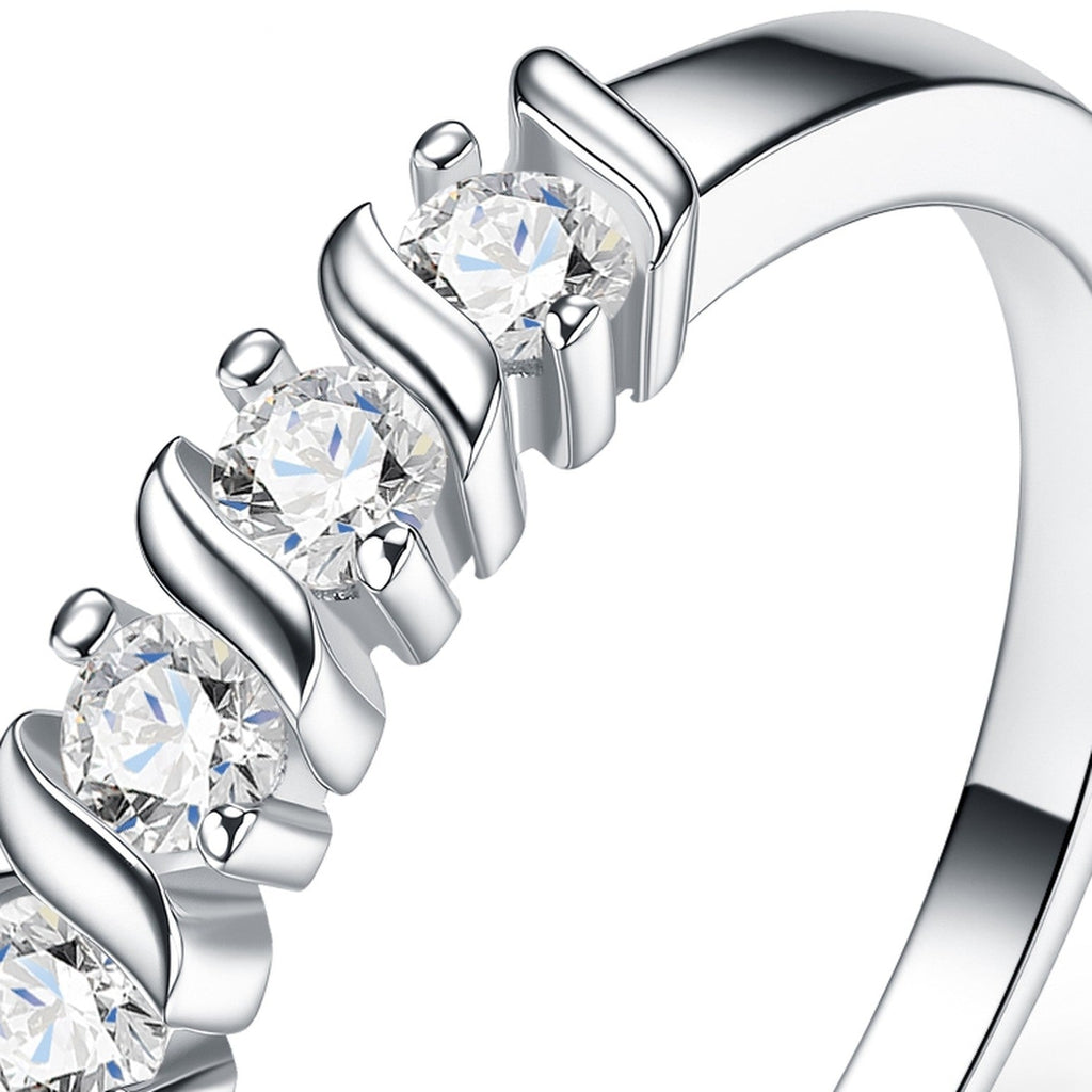 Spazio Moissanite Five-Stone Ring in Sterling Silver