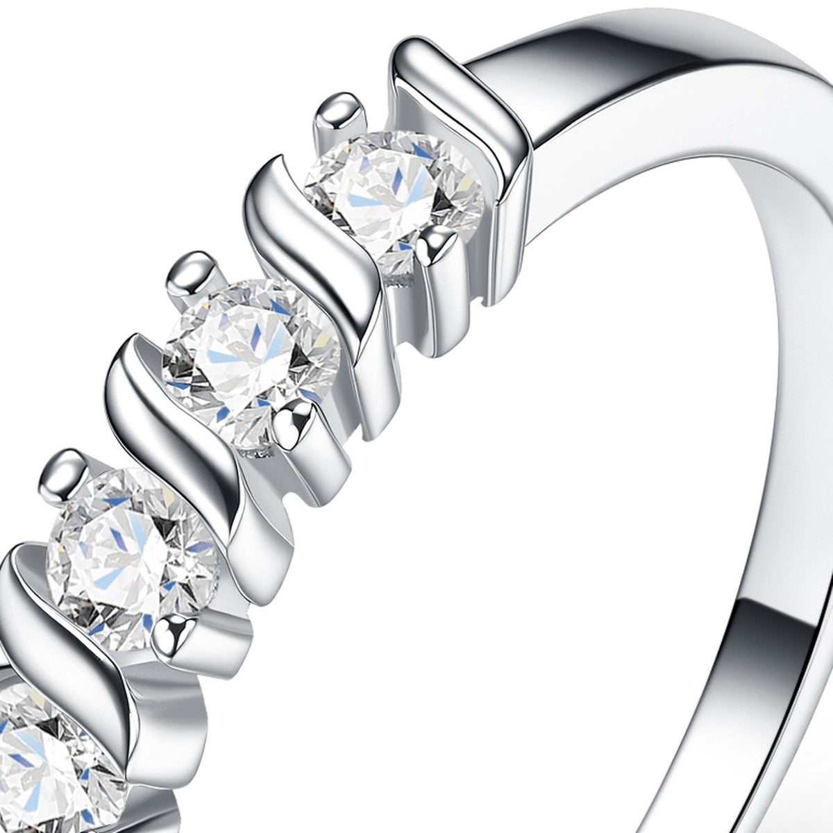 Spazio Moissanite Five-Stone Ring in Sterling Silver