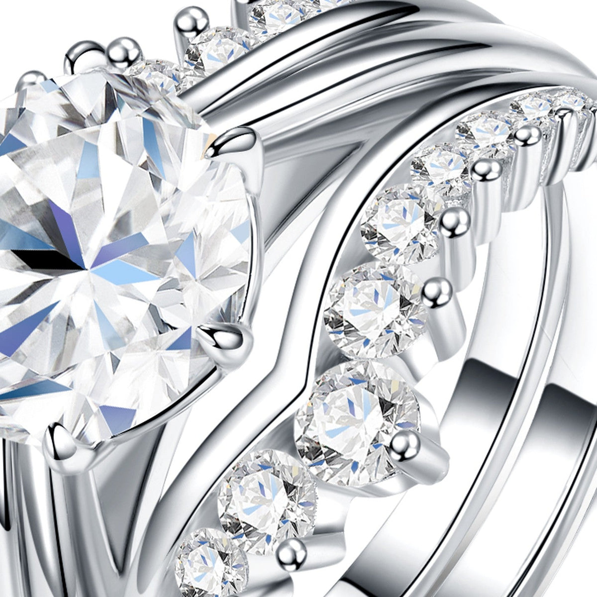 Twintwist 3 Carat Moissanite Bridal Set Ring in Sterling Silver