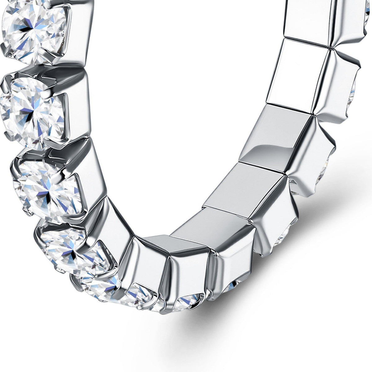 Filante Moissanite Eternity Band Ring in Sterling Silver