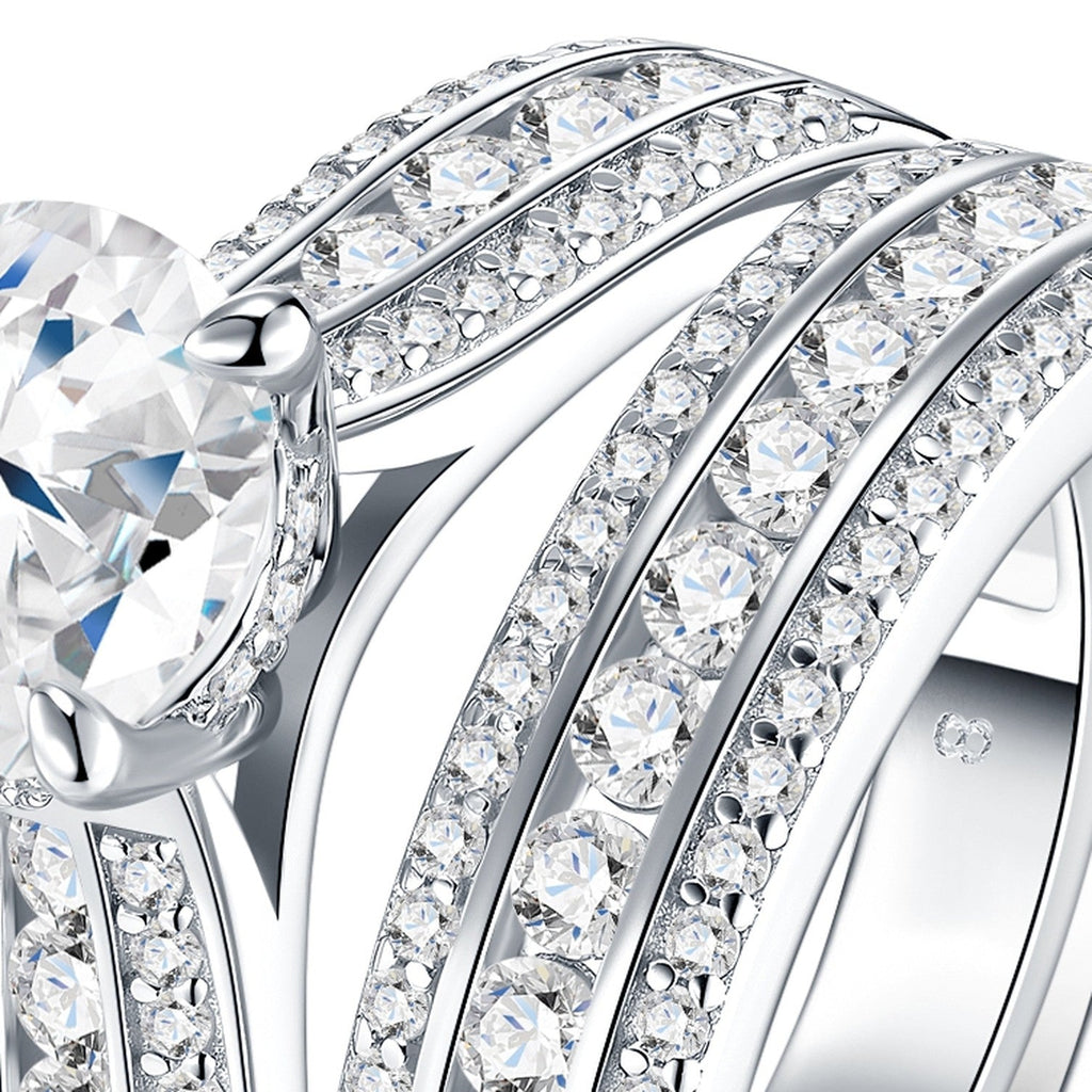 Splendida 2 Carat Moissanite Bridal Set Ring in Sterling Silver