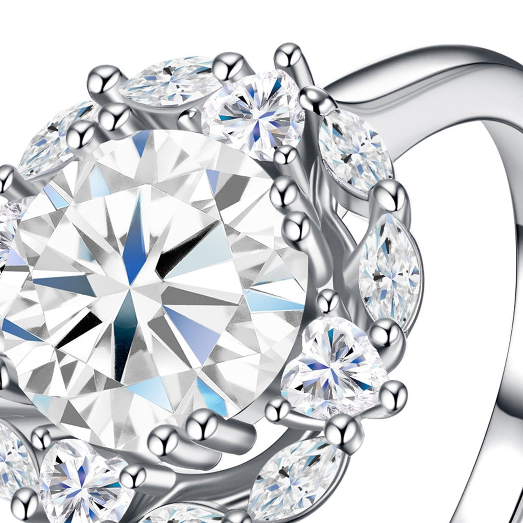 Soleil 2 Carat Moissanite Halo Ring in Sterling Silver