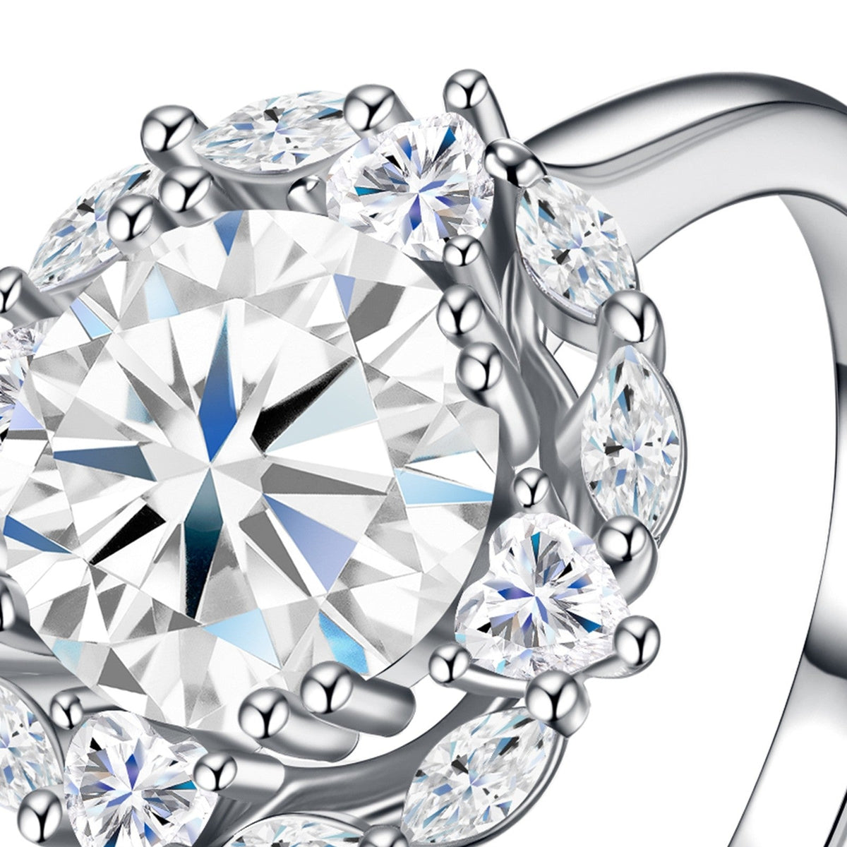 Soleil 2 Carat Moissanite Halo Ring in Sterling Silver