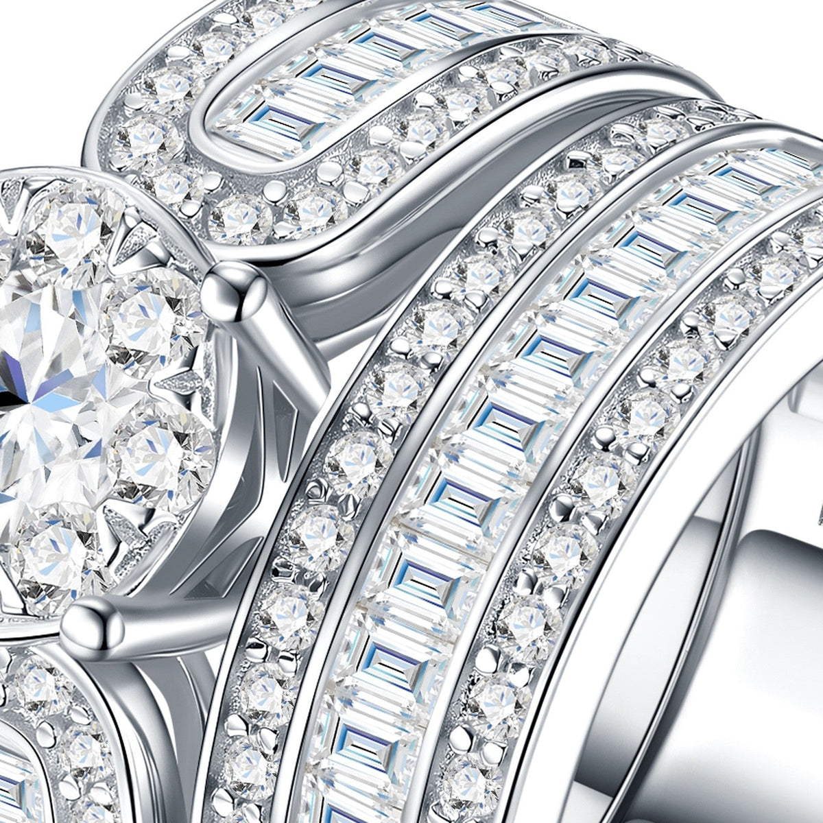 Grandezza Moissanite Halo Ring in Sterling Silver