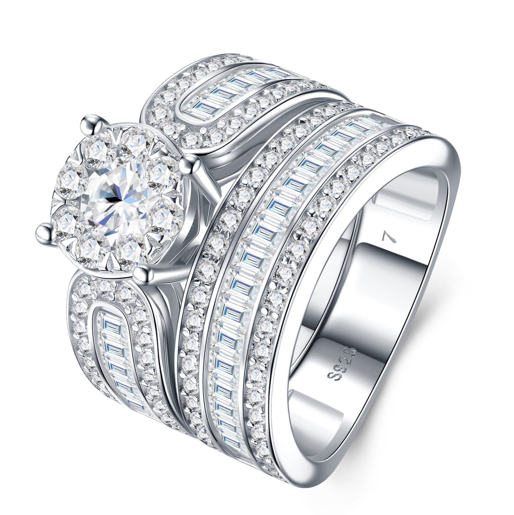 Grandezza Moissanite Halo Ring in Sterling Silver