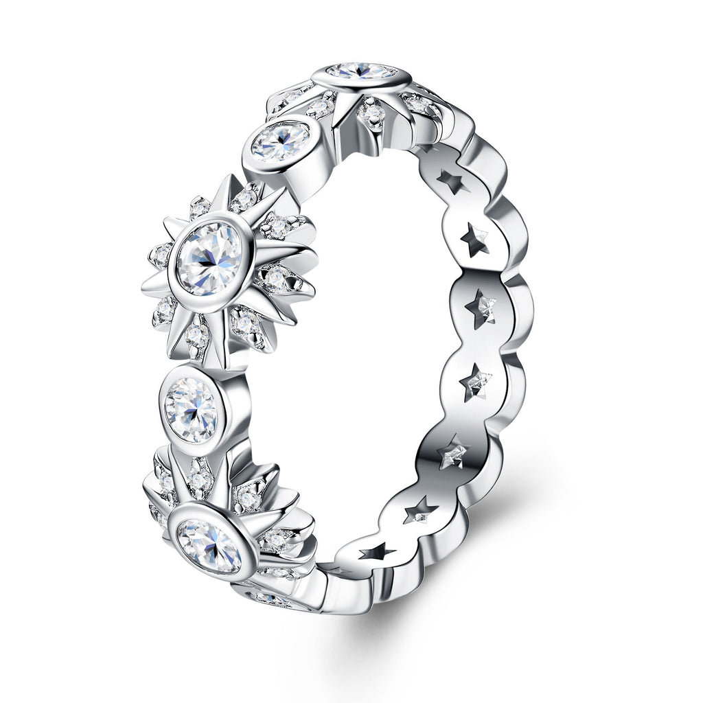 Fiorita Moissanite Eternity Band Ring in Sterling Silver