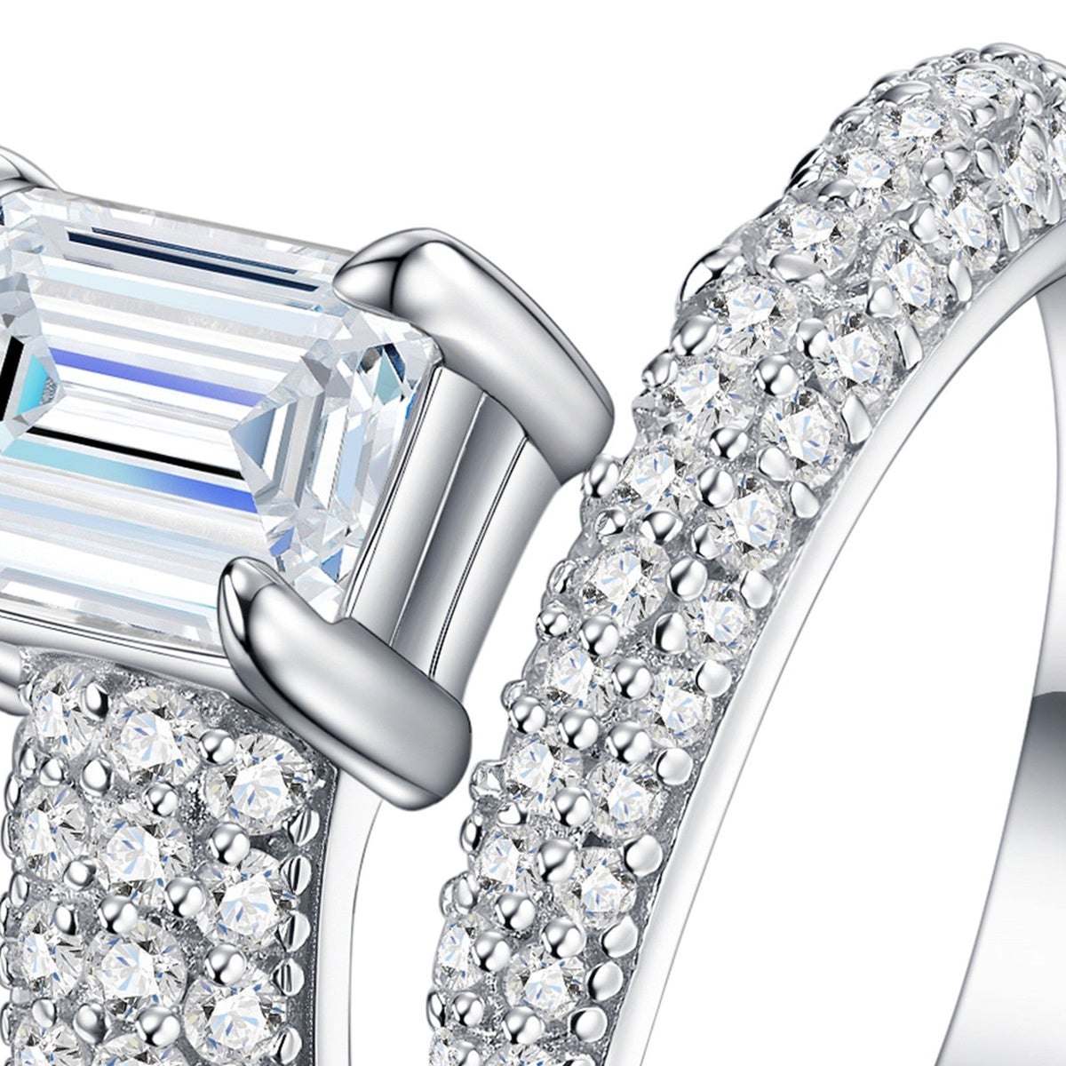 Verde Emerald-Cut Moissanite Solitaire Ring in Sterling Silver