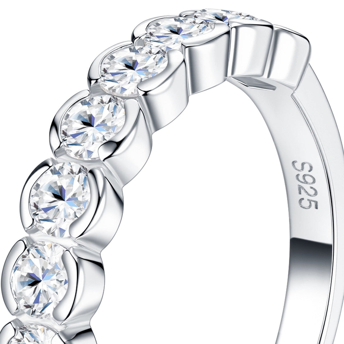 Fiorellina Moissanite Eternity Band Ring in Sterling Silver