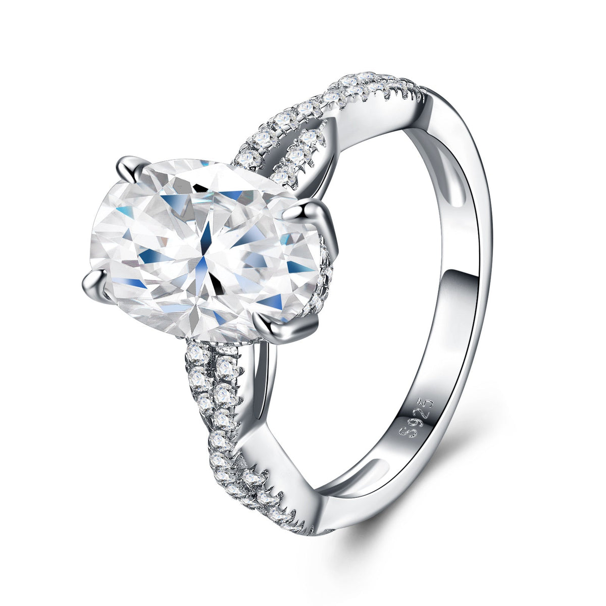 Ovalina Oval-Cut Moissanite Solitaire Ring in Sterling Silver