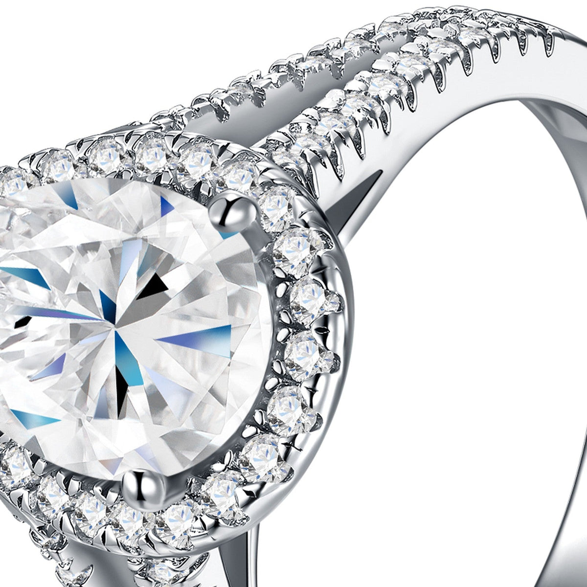 Pergoccia Pear-Cut Moissanite Halo Ring in Sterling Silver