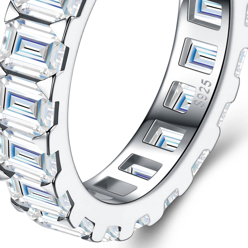 Lineare Moissanite Eternity Band Ring in Sterling Silver