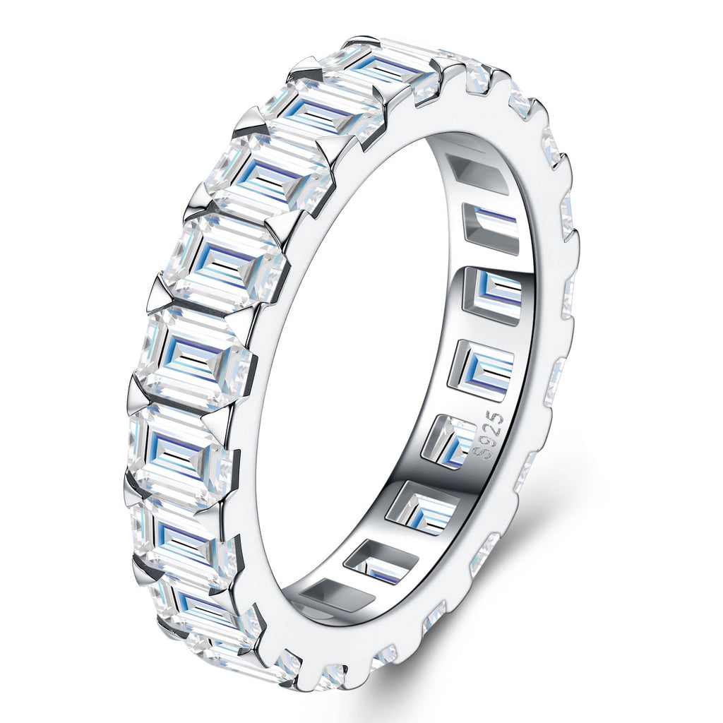 Lineare Moissanite Eternity Band Ring in Sterling Silver