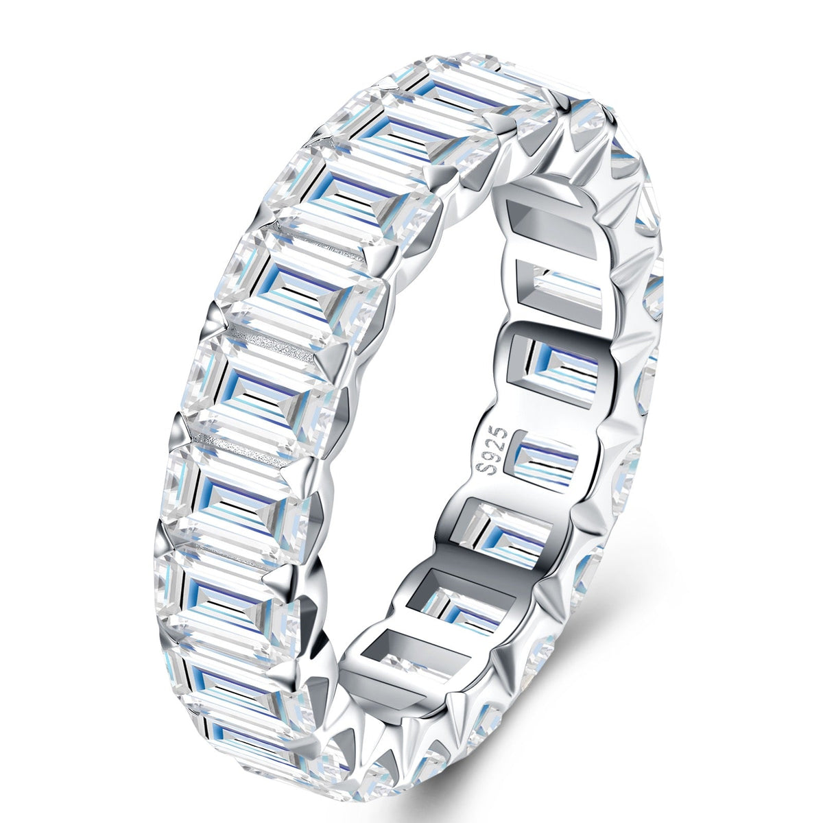 Cristalli Moissanite Eternity Band Ring in Sterling Silver