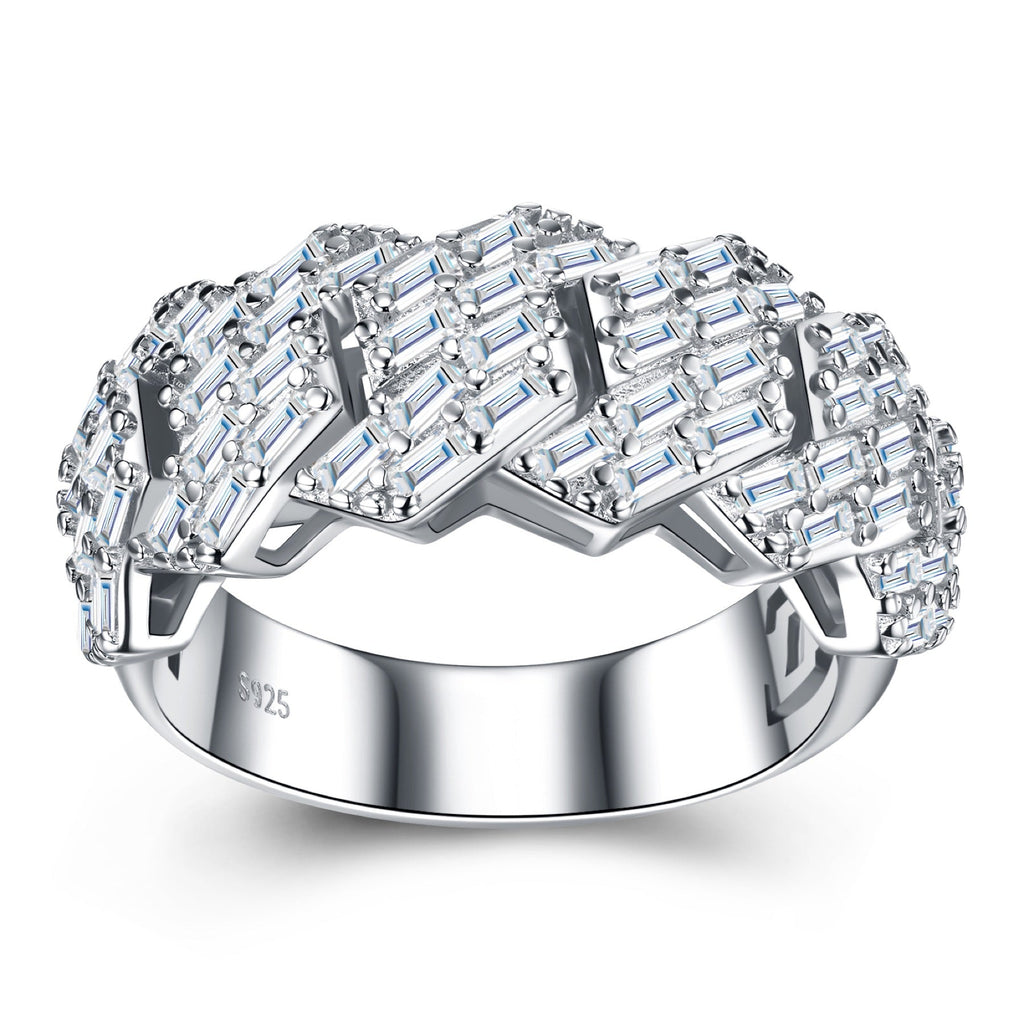 Fasto Moissanite Band Ring in Sterling Silver
