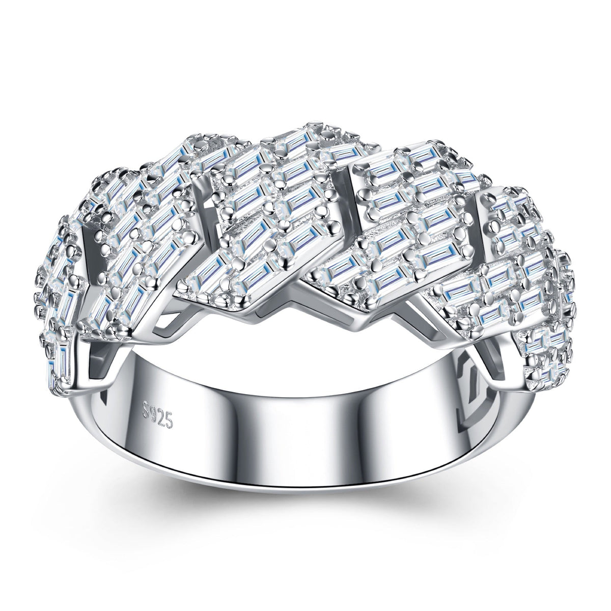 Fasto Moissanite Band Ring in Sterling Silver