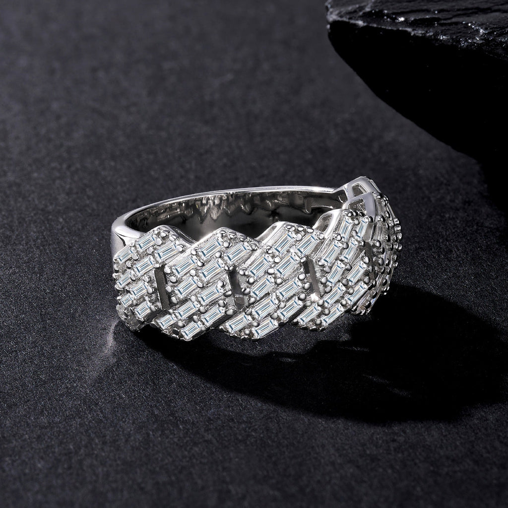 Fasto Moissanite Band Ring in Sterling Silver