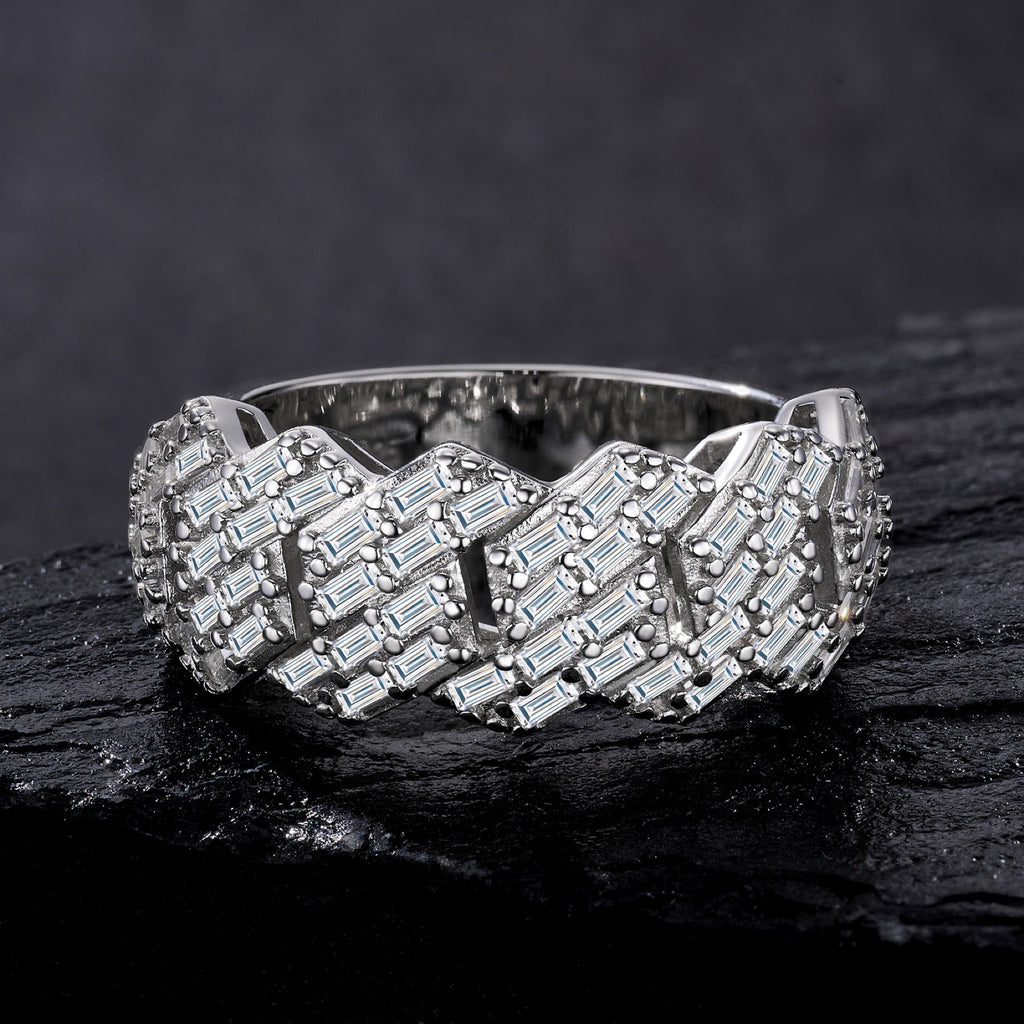 Fasto Moissanite Band Ring in Sterling Silver