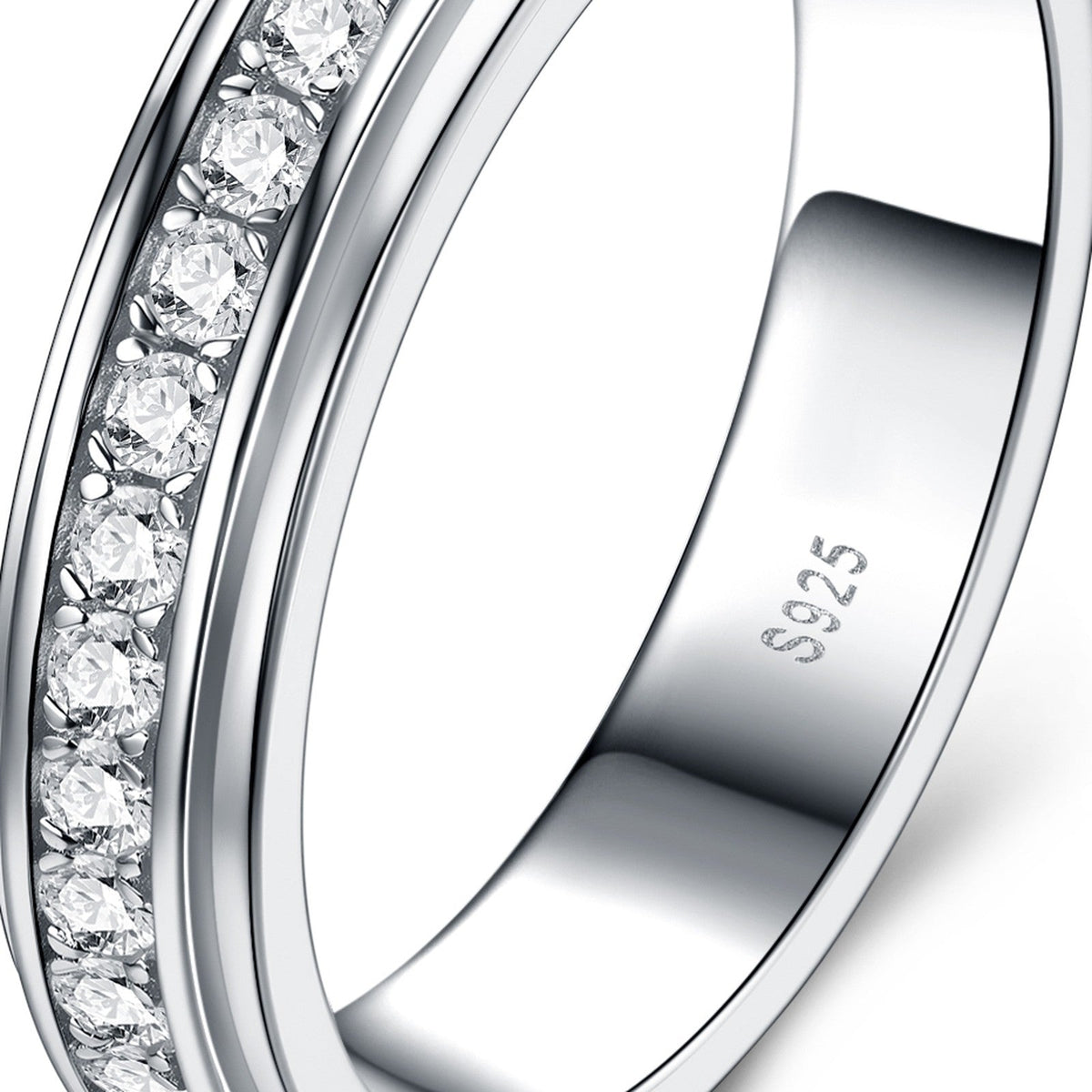 Filare Moissanite Eternity Band Ring in Sterling Silver