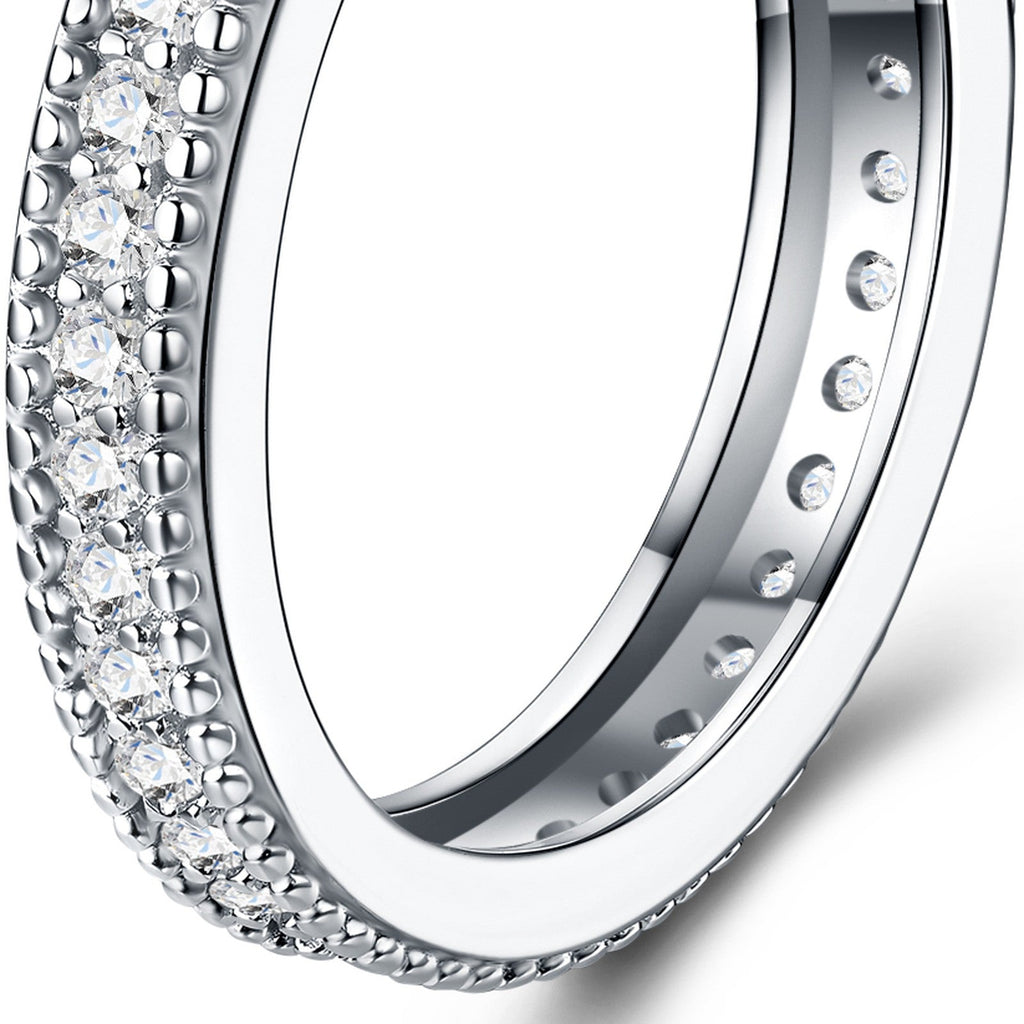 Duplice Moissanite Eternity Band Ring in Sterling Silver