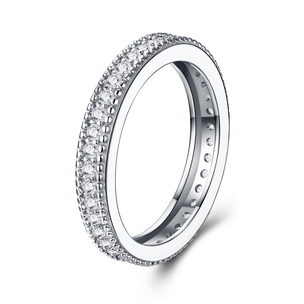 Duplice Moissanite Eternity Band Ring in Sterling Silver