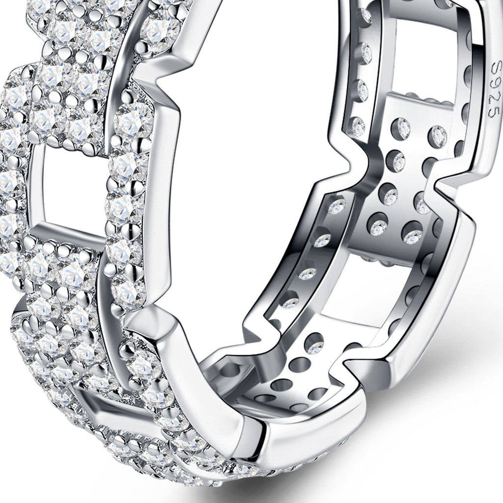 Catena Moissanite Band Ring in Sterling Silver