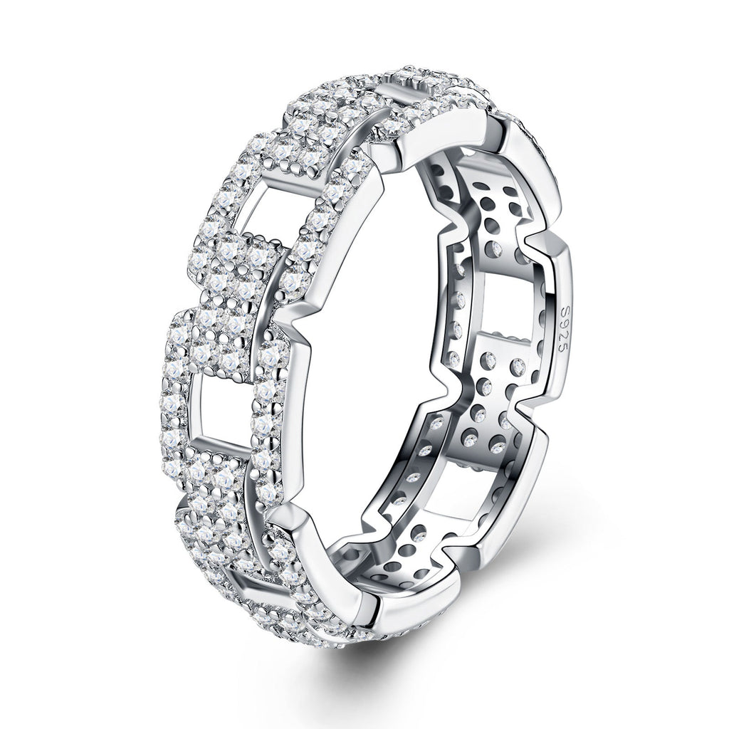 Catena Moissanite Band Ring in Sterling Silver