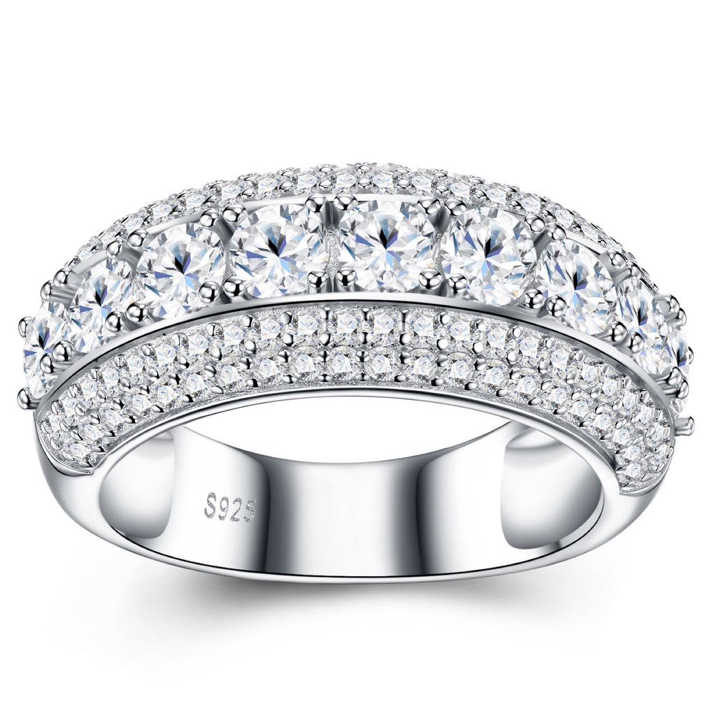 Doppio Moissanite Band Ring in Sterling Silver