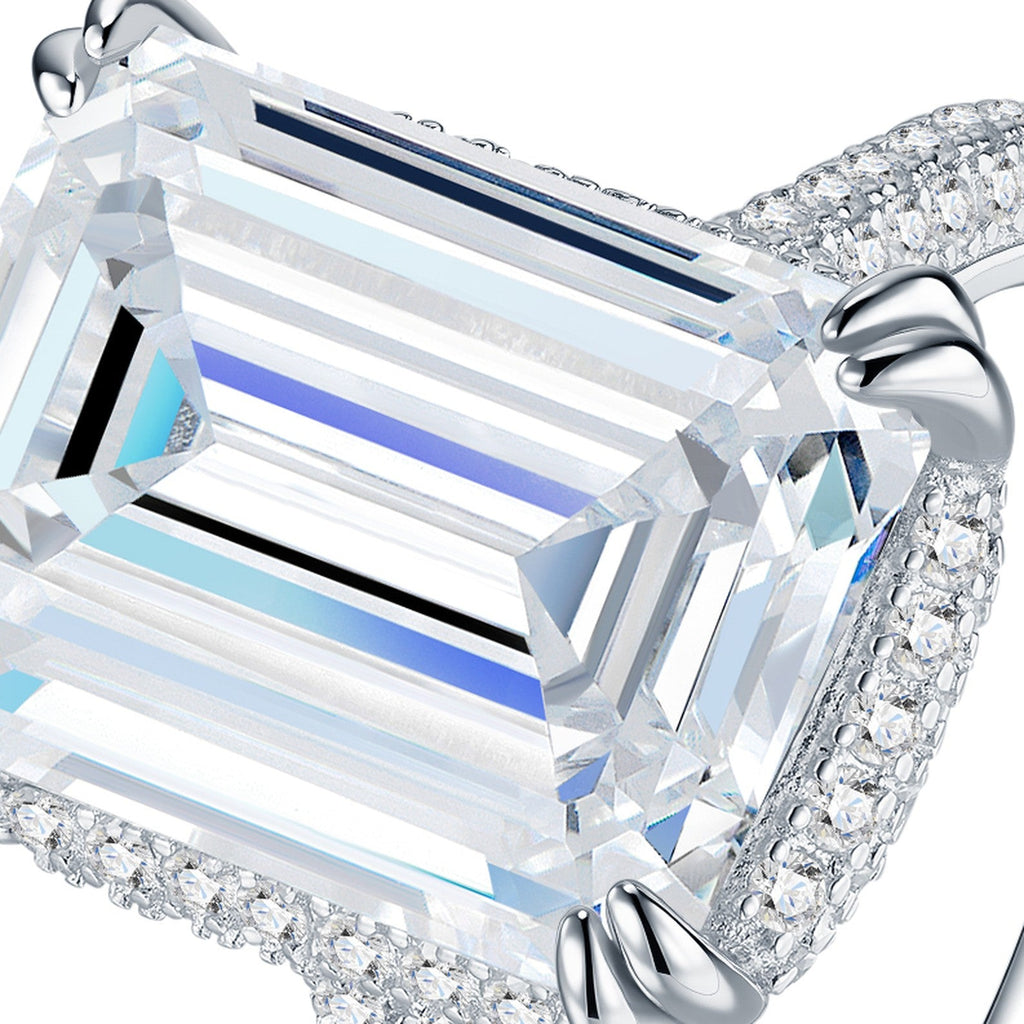 Verdier Emerald-Cut Moissanite Solitaire Ring in Sterling Silver