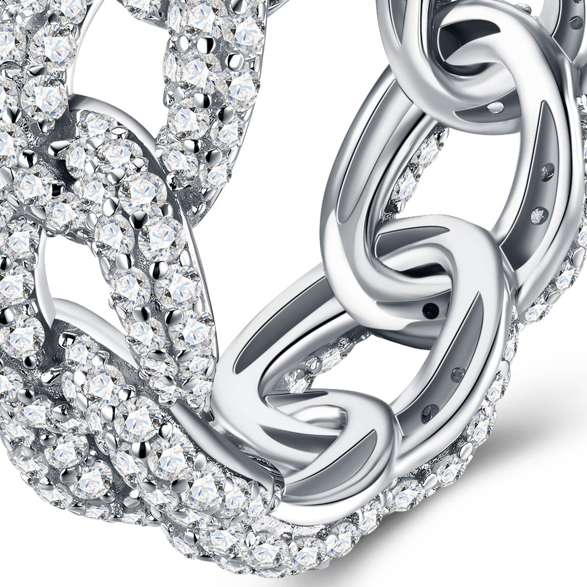 Catenella Moissanite Band Ring in Sterling Silver