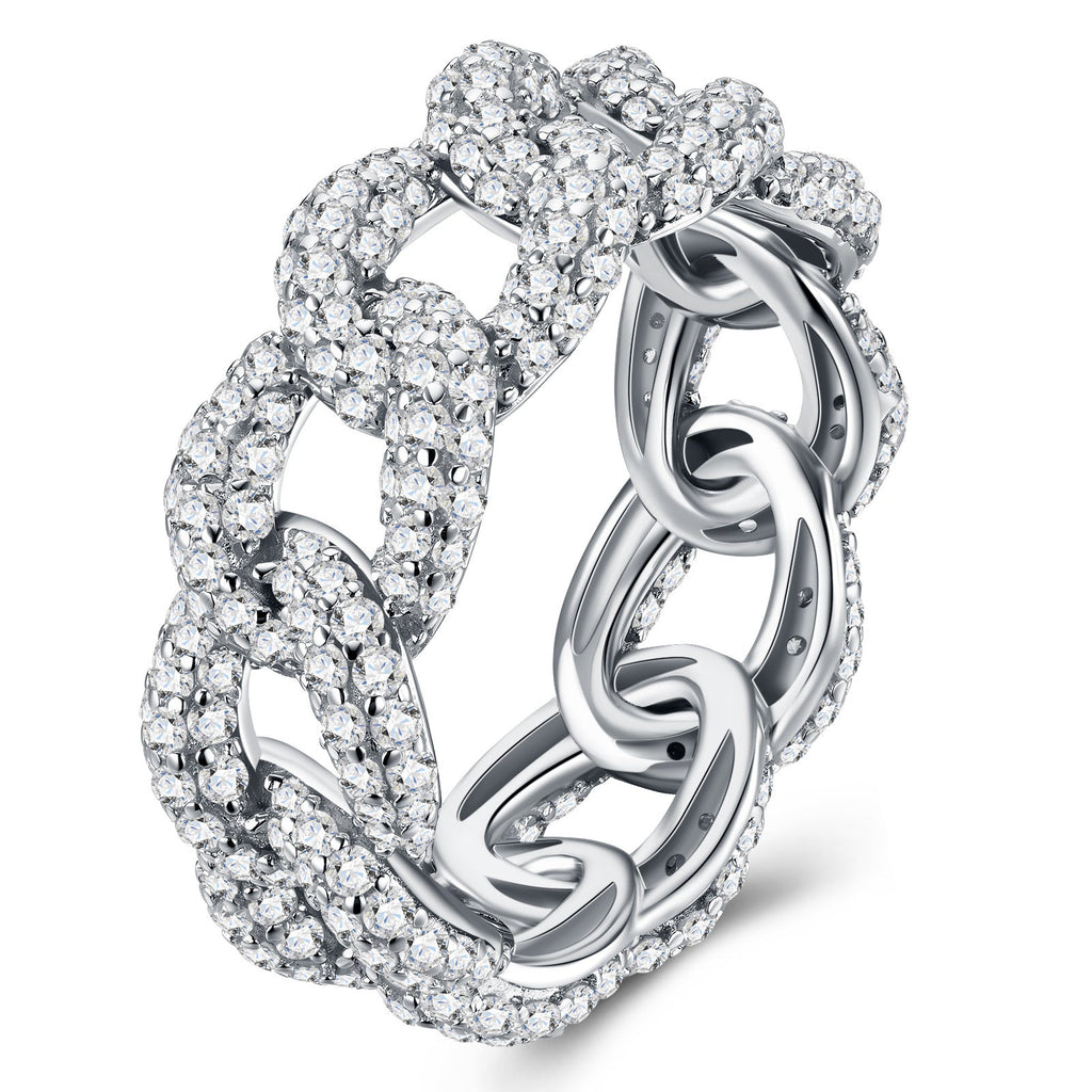 Catenella Moissanite Band Ring in Sterling Silver