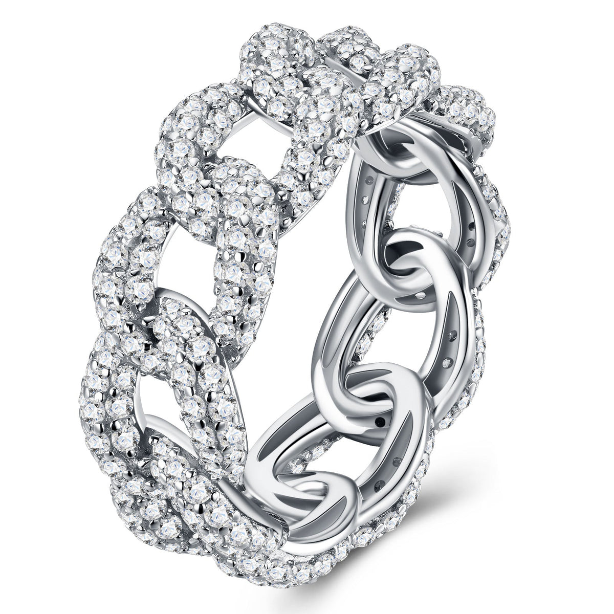 Catenella Moissanite Band Ring in Sterling Silver