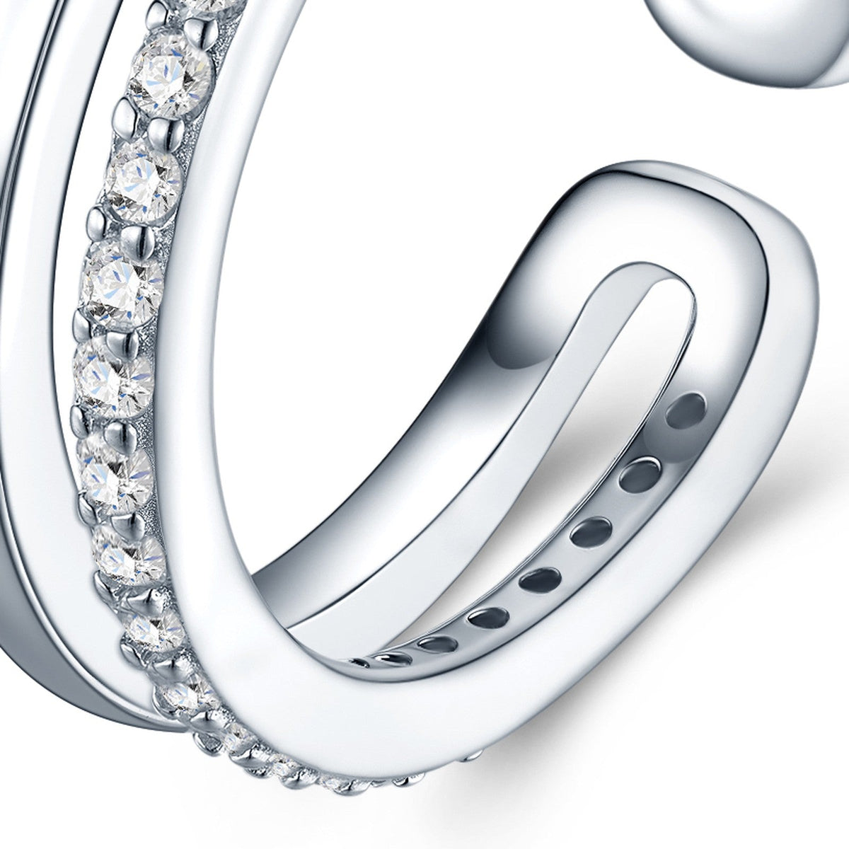 Aperto Moissanite Band Ring in Sterling Silver