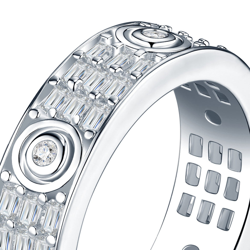 Grata Moissanite Band Ring in Sterling Silver