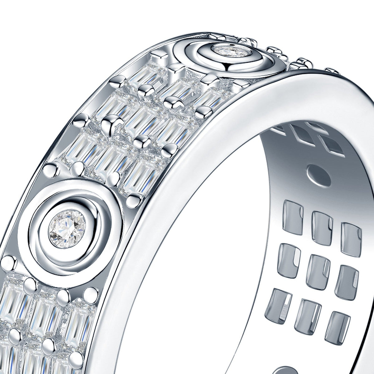 Grata Moissanite Band Ring in Sterling Silver