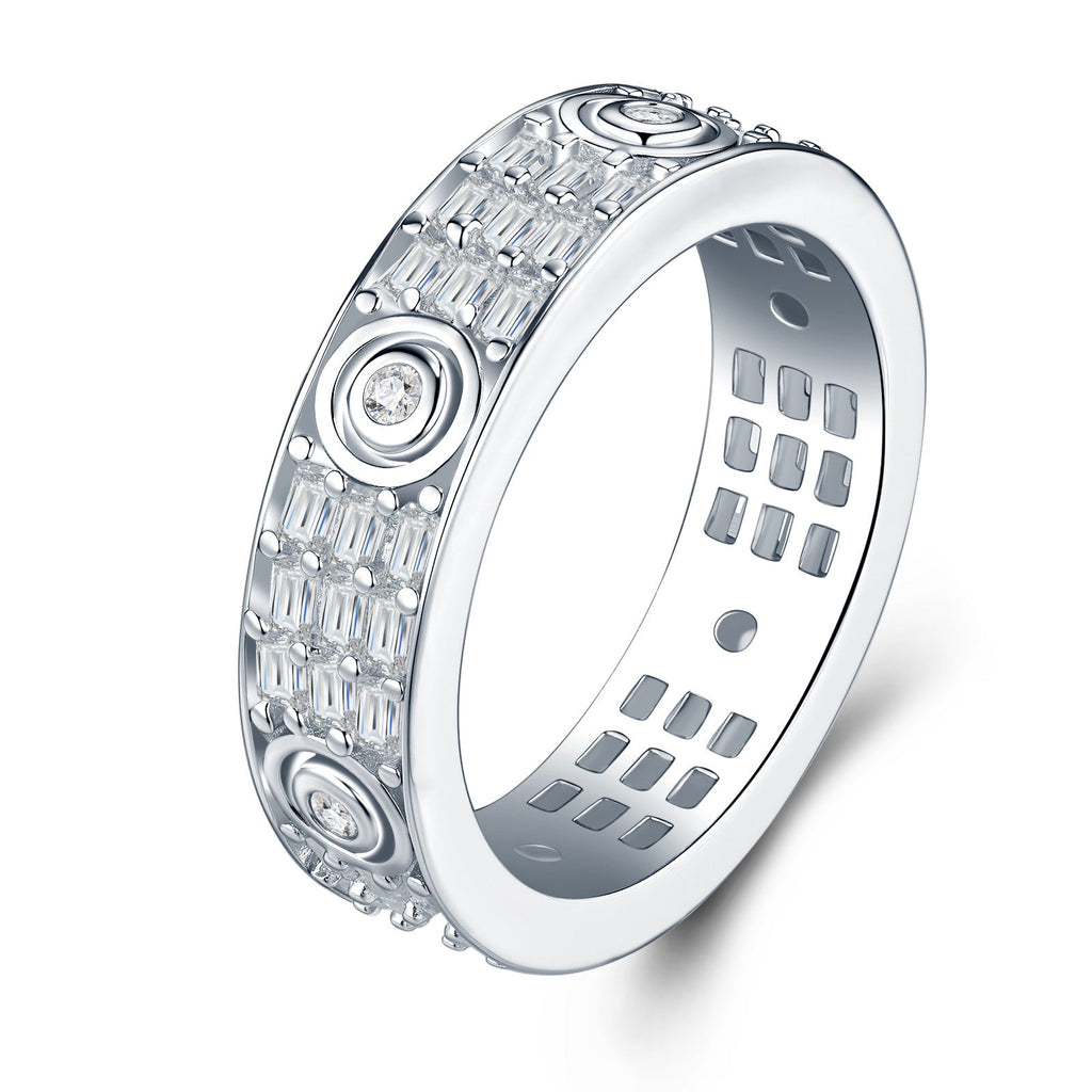 Grata Moissanite Band Ring in Sterling Silver