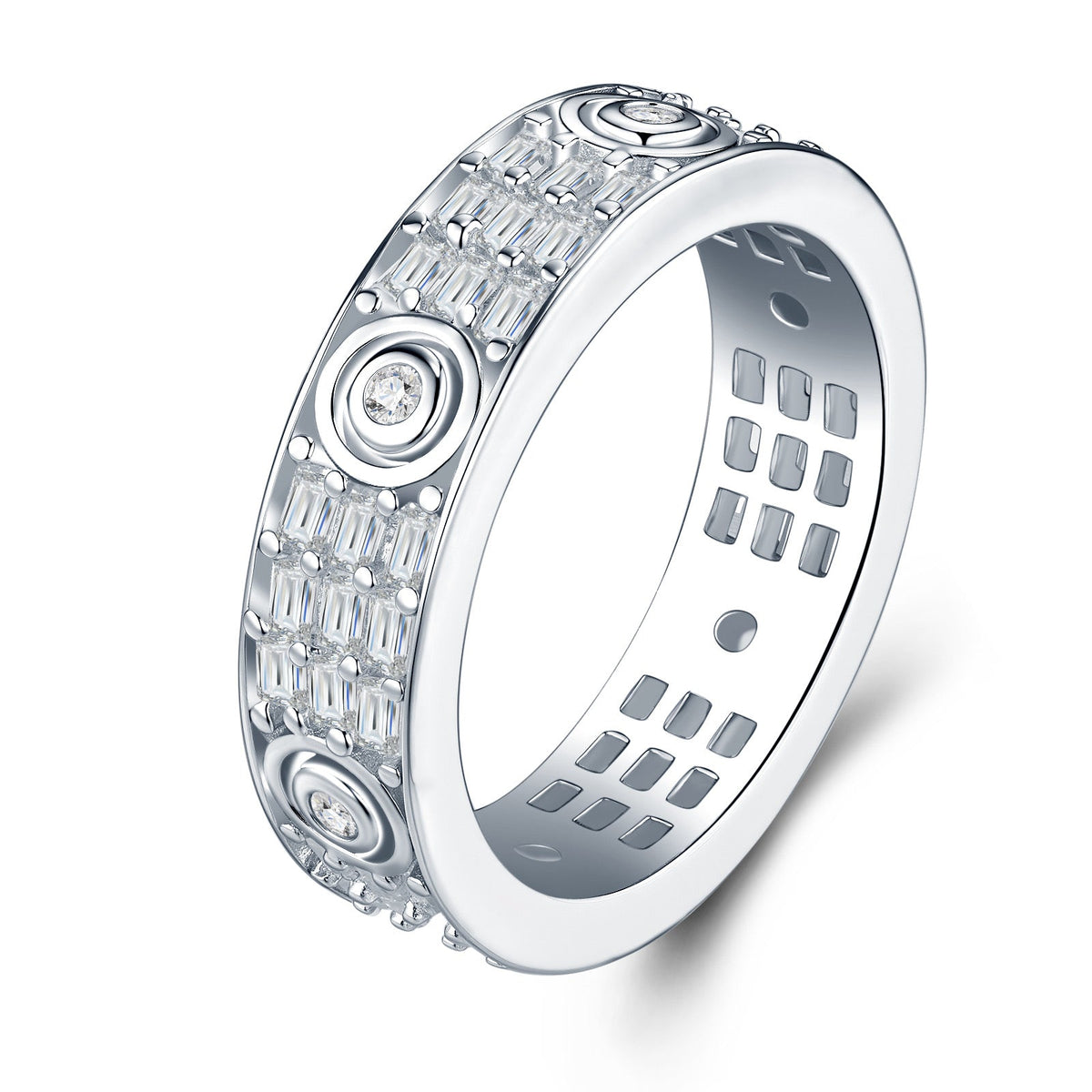 Grata Moissanite Band Ring in Sterling Silver