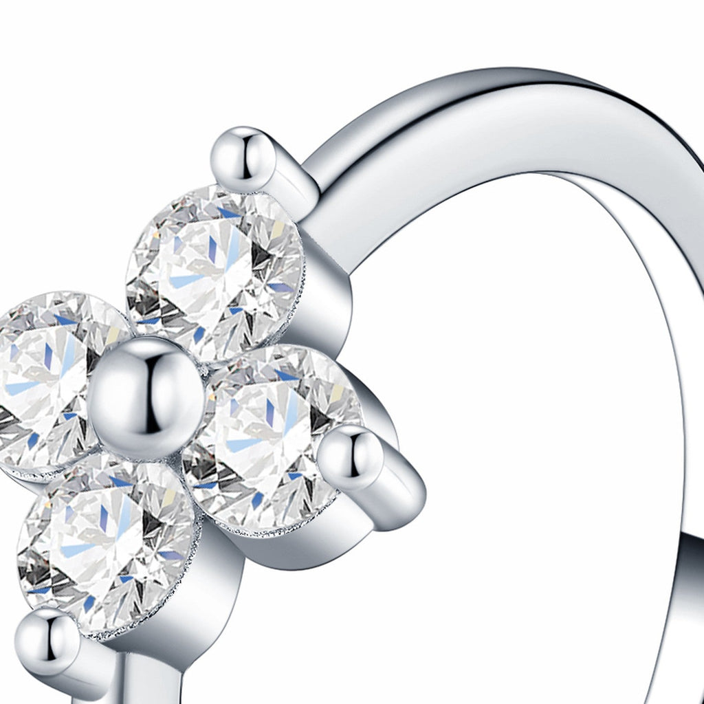 Trifiore Moissanite Cluster Ring in Sterling Silver